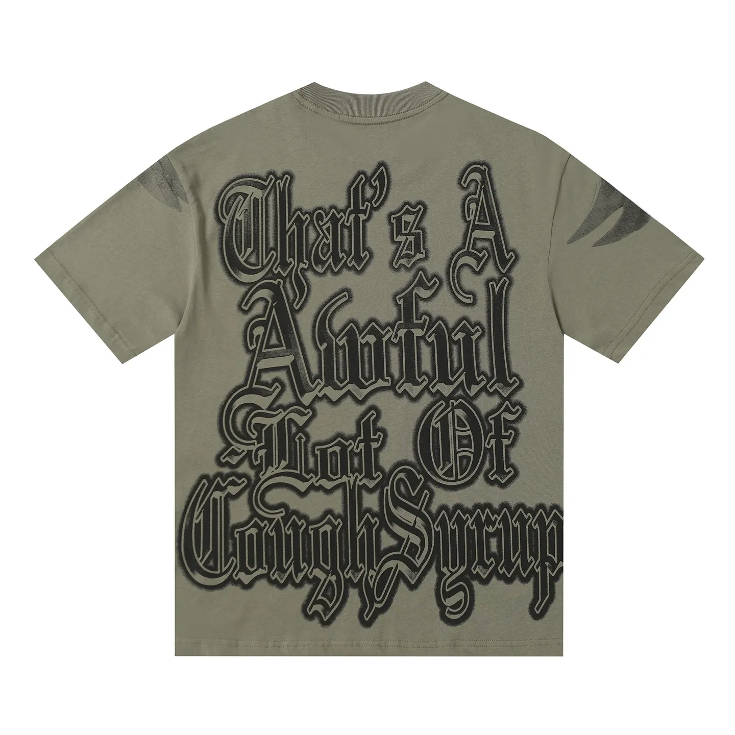 # Green｜That's A AWFUL LOT OF COUGH SYRUP In Stock Real shot American simple trendy brand loose casual T-shirt Fabric (fabric): 32 counts Weight combed double yarn pure cotton Sizes (size): S-M L X L Color (colour): Black/White 👉